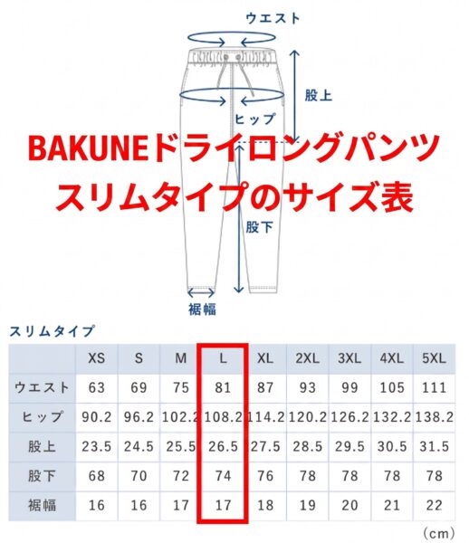 バクネ メンズ サイズ感
