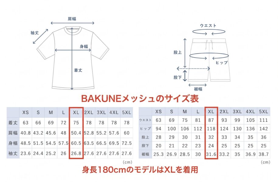 バクネ メンズ サイズ感